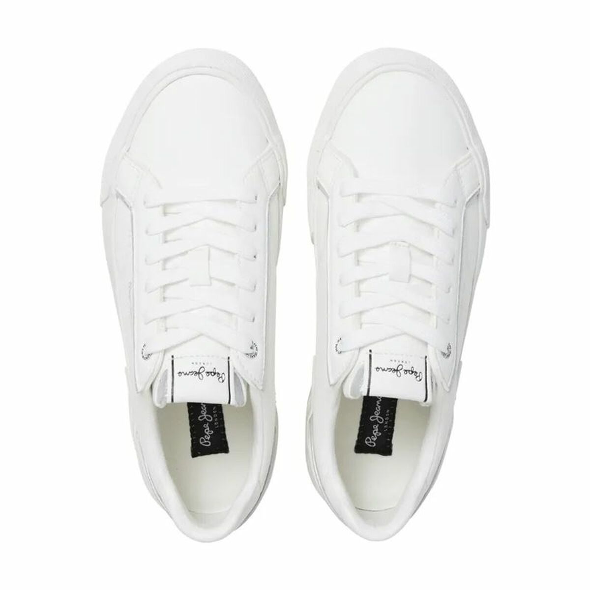 White women's casual trainers by Pepe Jeans, Allen Twin style, featuring comfortable sporty design and breathable material.