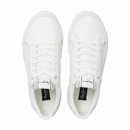 White women's casual trainers by Pepe Jeans, Allen Twin style, featuring comfortable sporty design and breathable material.