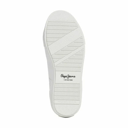 Women's casual Pepe Jeans Allen Twin white trainers with sporty design and white laces, suitable for everyday wear.
