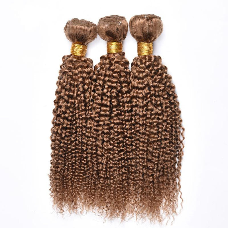 Kinky curly wave human hair texture in defined, voluminous curls
