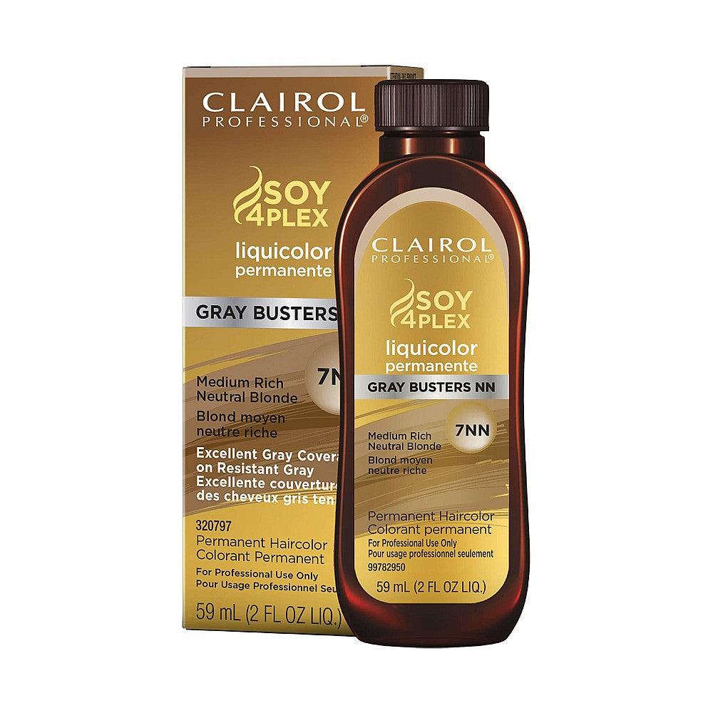Clairol Professional Permanent Liquicolor hair dye for blonde hair, showing the hair color product in a tube with blonde shade