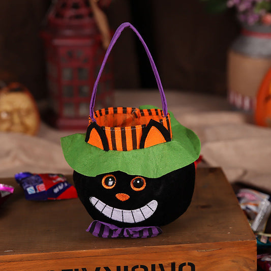 Cute Halloween pumpkin pattern candy bag portable handbag cosplay prop and gift basket for kids