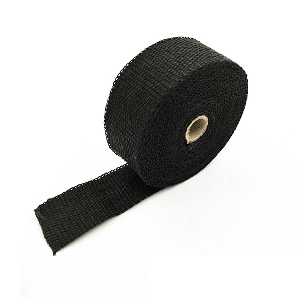 Motorcycle exhaust pipe insulation belt, close-up view