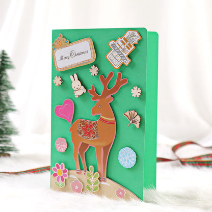 Cute cartoon DIY Christmas greeting card with creative handmade message design