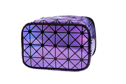3D laser cosmetic bag with holographic finish and structured design