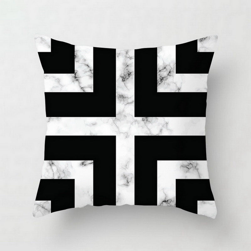 Pink geometric abstract decorative pillowcase with patterned design