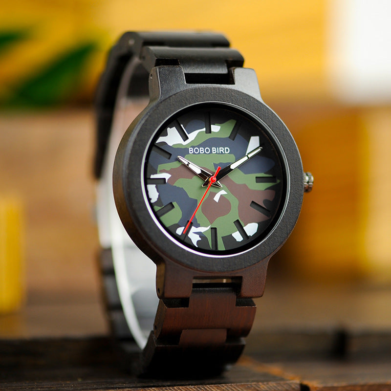 Wooden Watch R16 Classic by My Store, showing a natural wood case and classic watch face