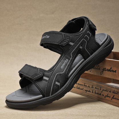 Men's casual non-slip work sandals in black with adjustable straps and textured soles