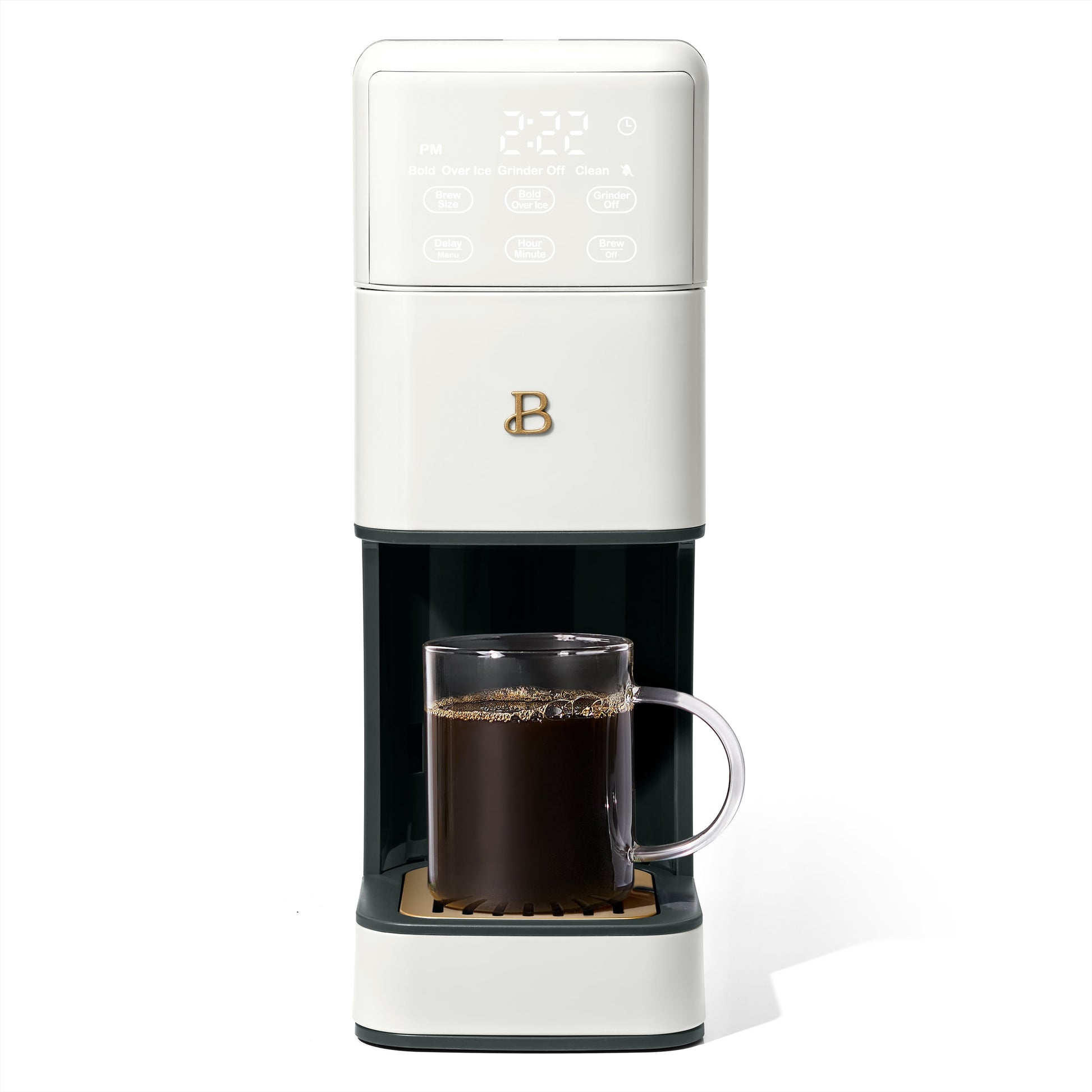 Beautiful Perfect Grind™ Programmable Single Serve Coffee Maker with Build-In Grinder, White Icing by Drew Barrymore