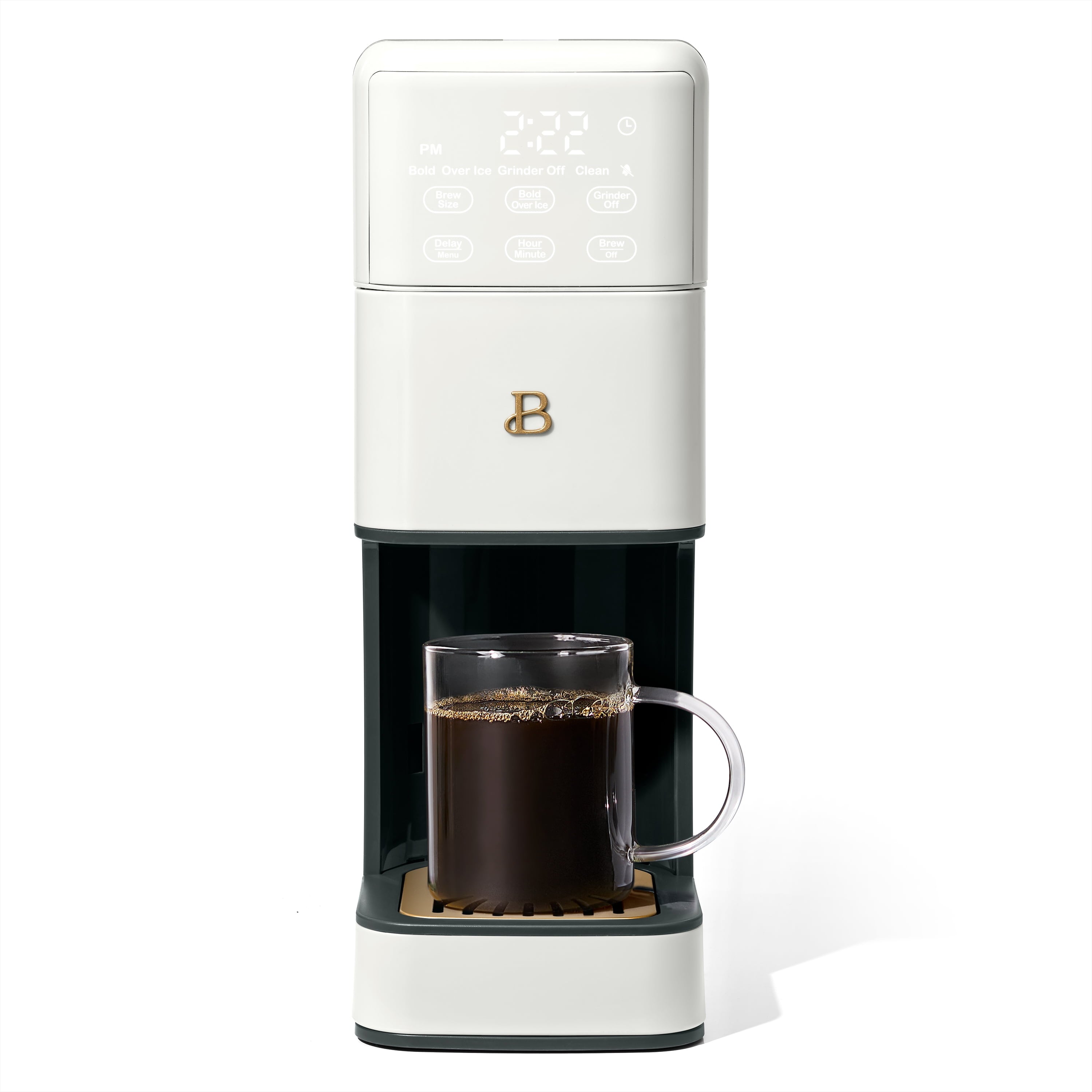 Beautiful Perfect Grind™ Programmable Single Serve Coffee Maker with Build-In Grinder, White Icing by Drew Barrymore