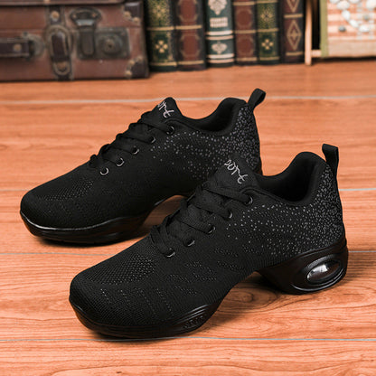 Spring and summer mid-heel mesh soft-soled modern dance shoes in a lightweight design
