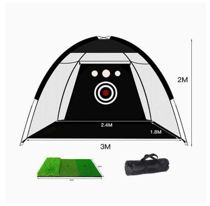 Golf practice net tent and hitting cage with mesh enclosure for outdoor garden grassland training