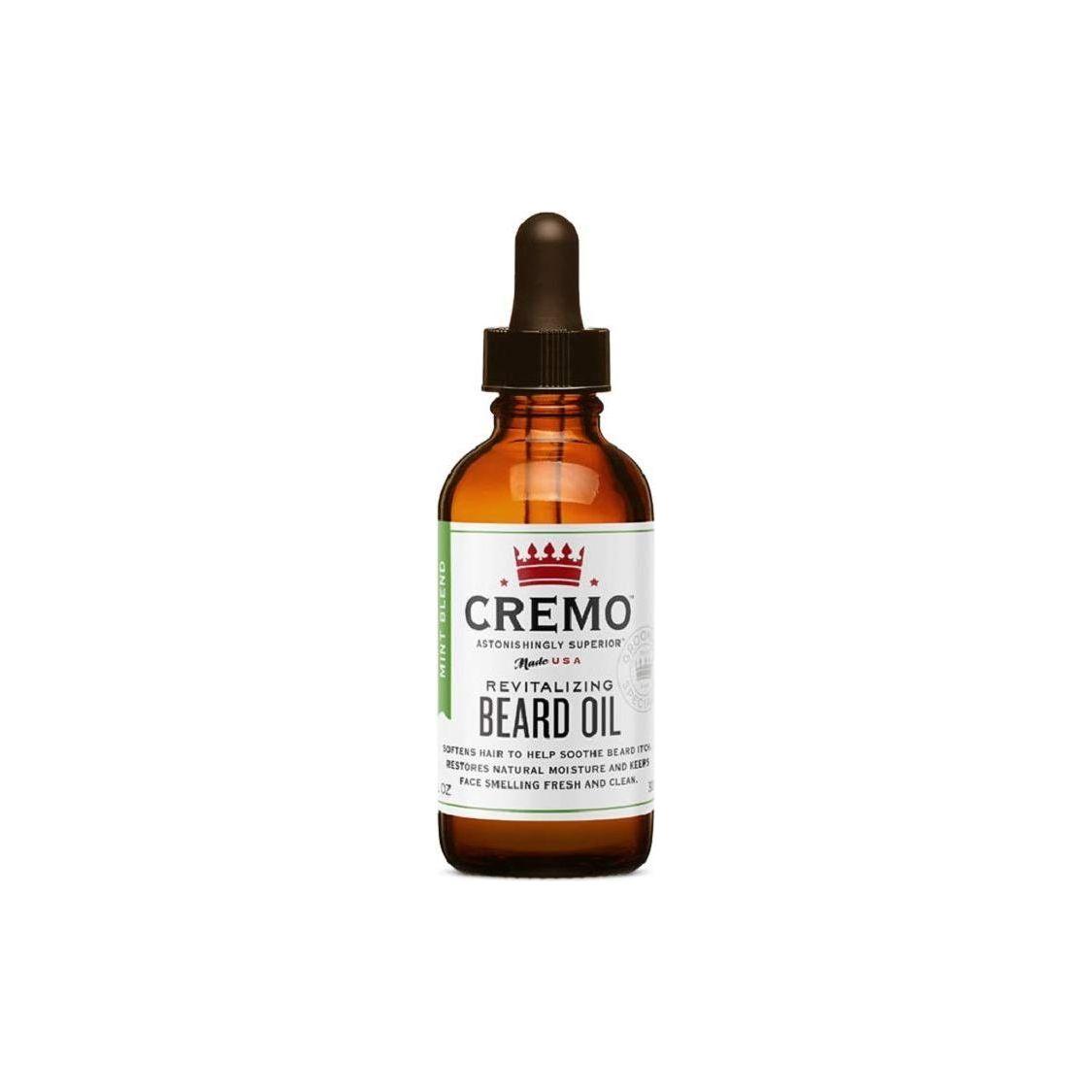 Cremo Tea Tree Mint beard oil by Pasteur Pharmacy, 1 oz bottle with dropper, revitalizes and softens facial hair and skin.