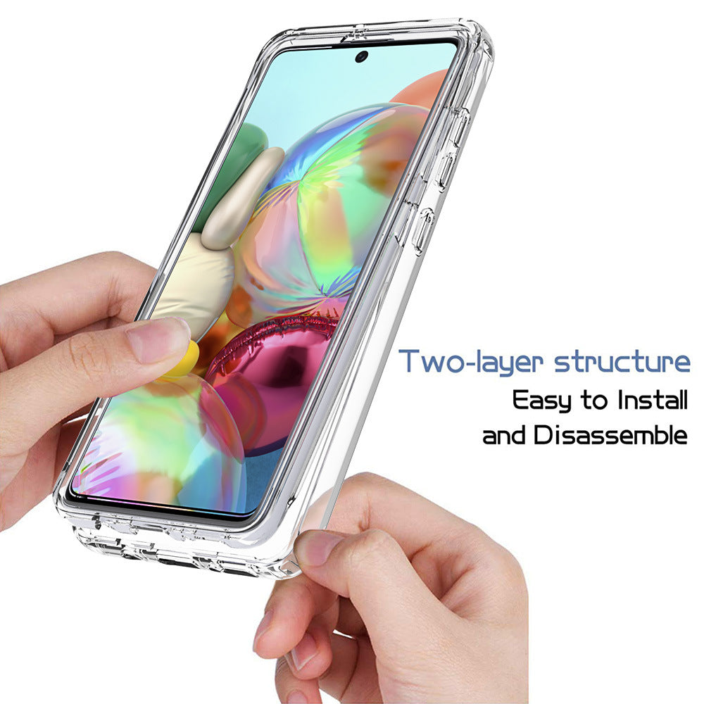 Transparent anti-drop phone case with clear protective design and raised edges