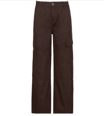Vintage wide leg denim cargo pants for women, featuring relaxed fit and multiple pockets from BACKUPMYFILESNOW.COM®