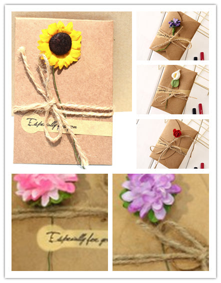 Creative kraft dried flower greeting card with natural botanical design