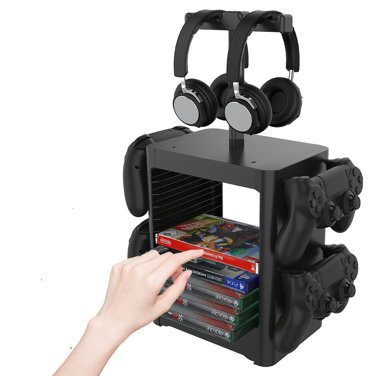 Can Receive Earphone Handle Host CD Storage Rack, black storage organizer with compartments