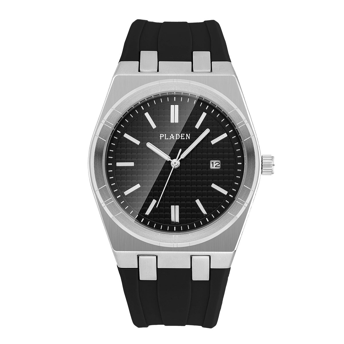 Simple business quartz watch with black silicone strap and minimalist dial by My Store