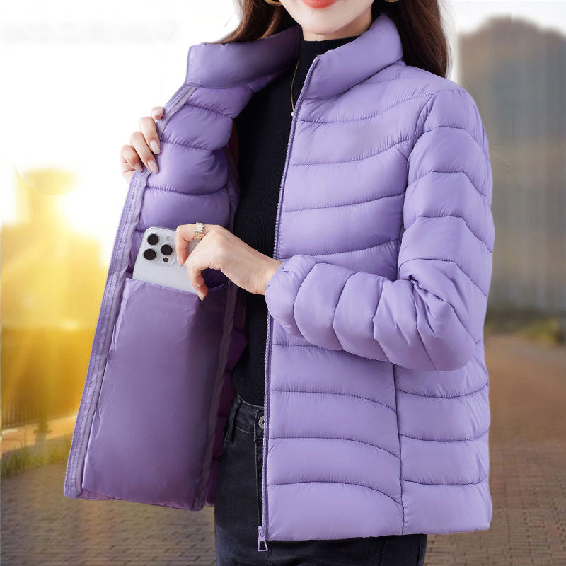 Women's cotton-padded winter coat, relaxed-fit outerwear for middle-aged women