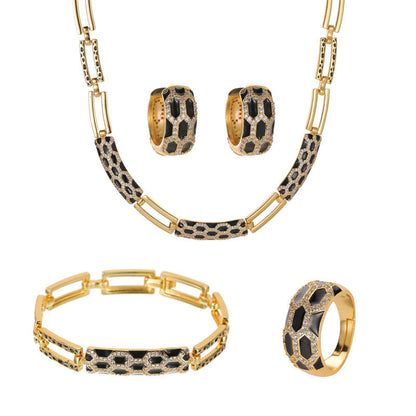 Korean-style diamond earring and necklace set jewelry