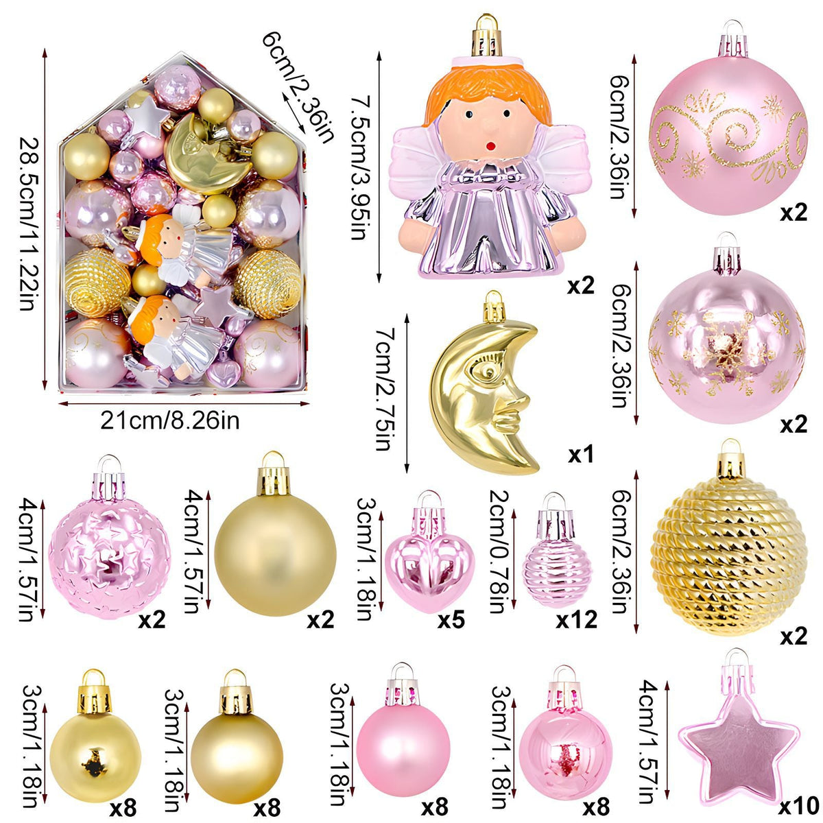 Christmas tree ornaments and decorations by My Store displayed together