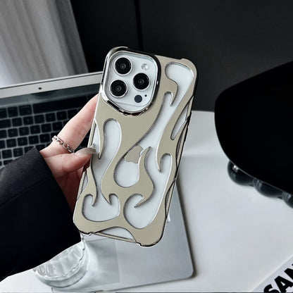 Electroplating hollow heat dissipation phone case with flame pattern and soft shell design