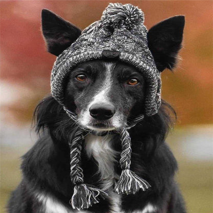 Pet dog autumn and winter woolen hat in warm knit fabric, cozy seasonal pet accessory