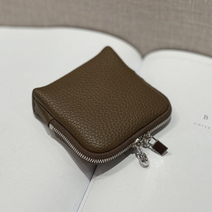 Mini first-layer cowhide jewelry pouch, compact and convenient design