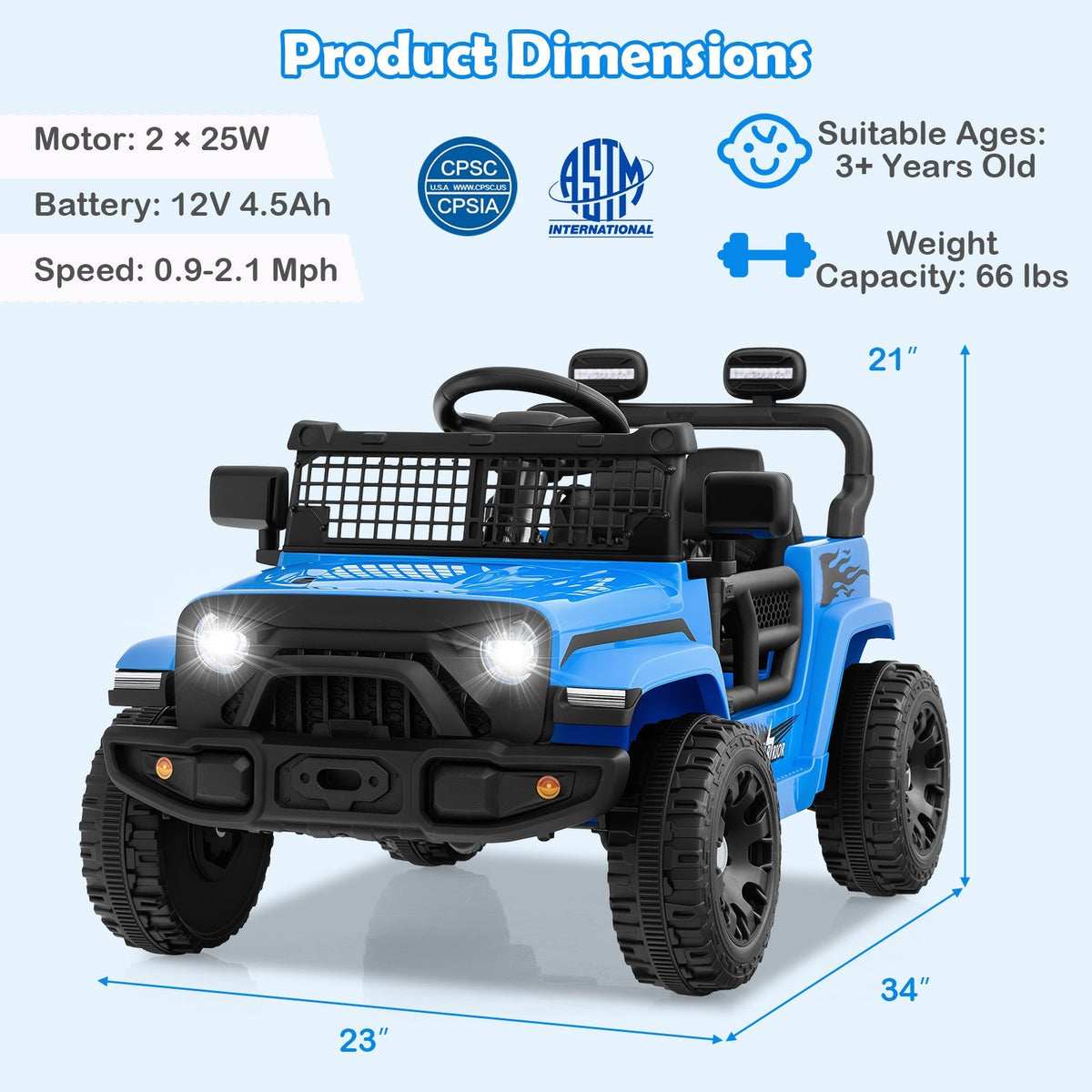 12V kids ride-on truck car by GBruno Store with battery-powered electric vehicle, featuring realistic truck design and safety features.