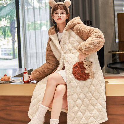 Wearable warm winter home clothing set in soft, cozy fabric with a relaxed fit