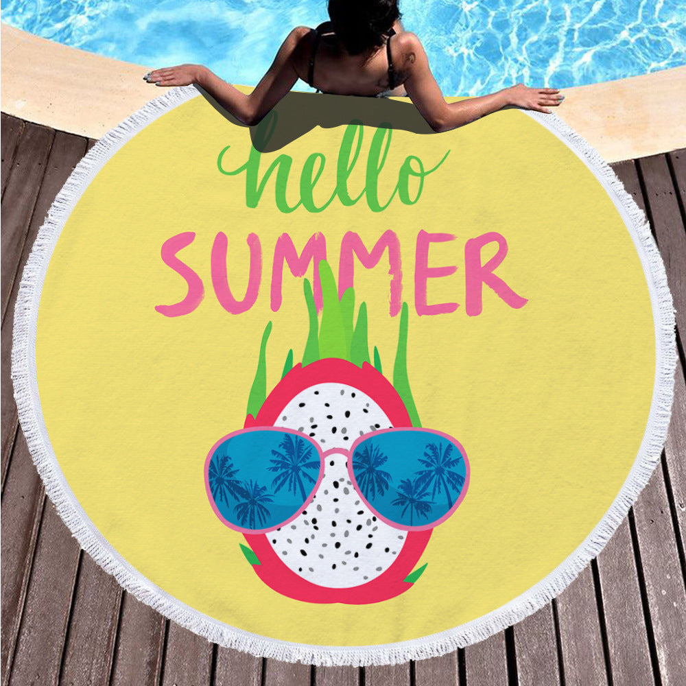 Digital printing round beach towel by My Store, featuring a colorful circular design
