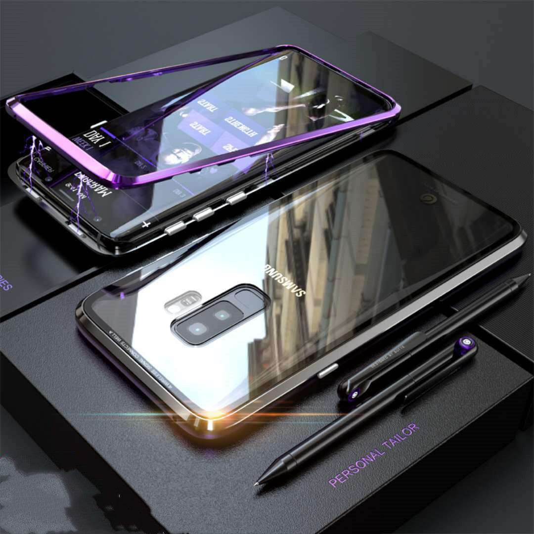 Anti-peeping magnetic phone case with privacy screen protection for smartphone, black design