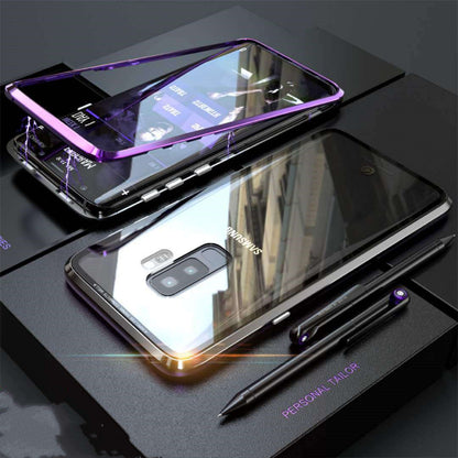 Anti-peeping magnetic phone case with privacy screen protection for smartphone, black design