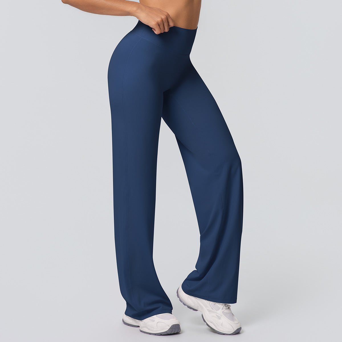 Casual high-waisted loose-fit solid-color yoga pants with a hip-hugging design by My Store
