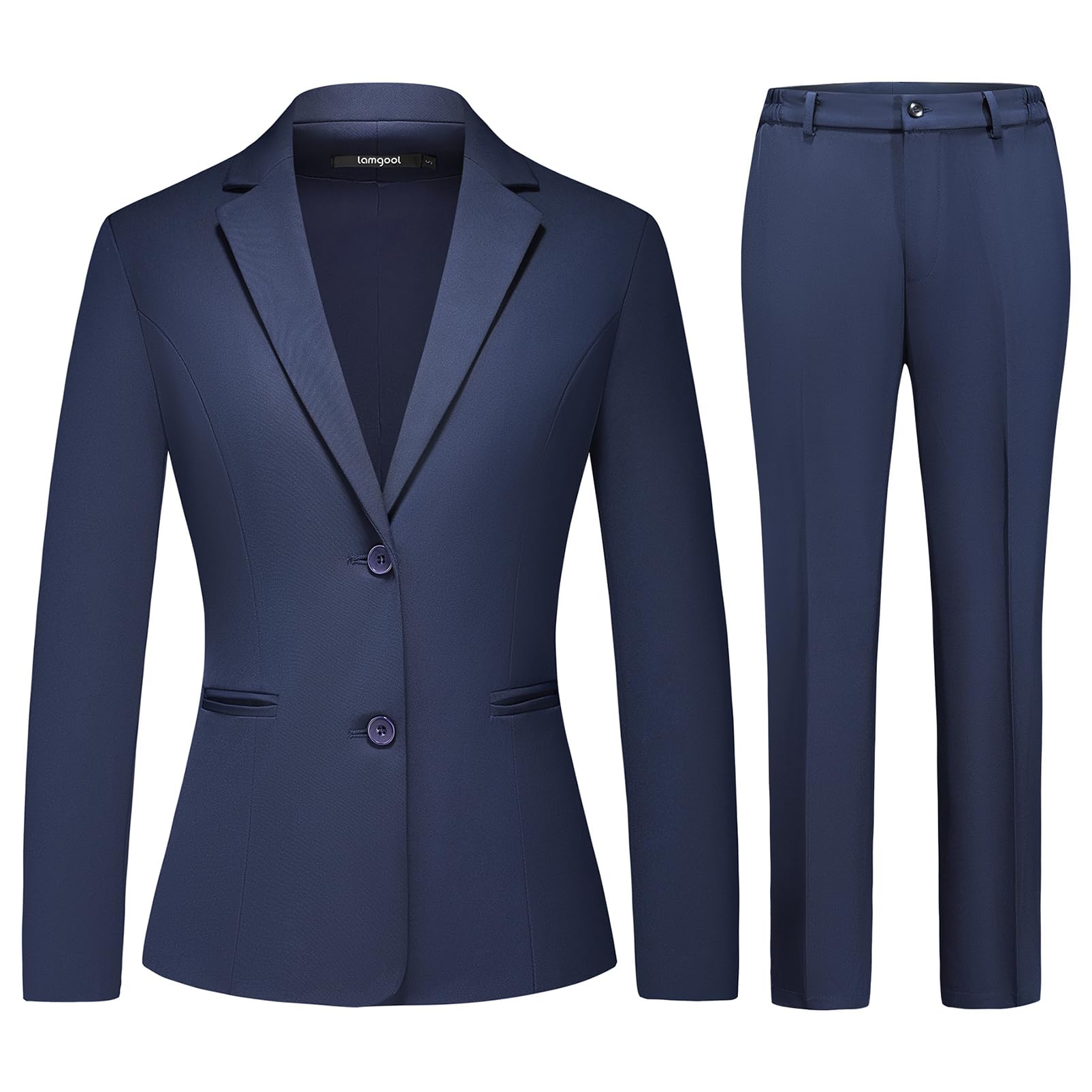 Lamgool Womens 2 Piece Business Suit Single Breasted Blazer Pant Set Slim Fit for Work Office Daily Wear (Blue Small)