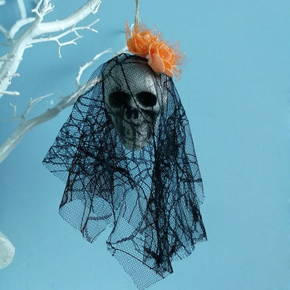 Halloween skull hanging decor displayed as a spooky suspended decoration