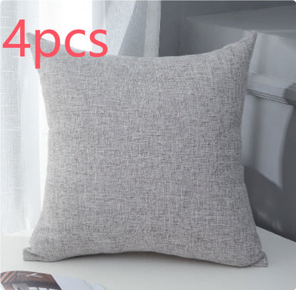 Plain cotton linen sofa cushion, thickened square pillow in a simple fabric design