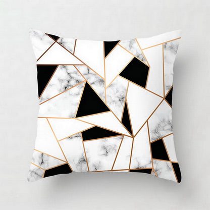 Pink geometric abstract decorative pillowcase with a modern patterned design