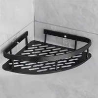 Triangle bathroom wall shelving storage rack with perforated panels and simple design