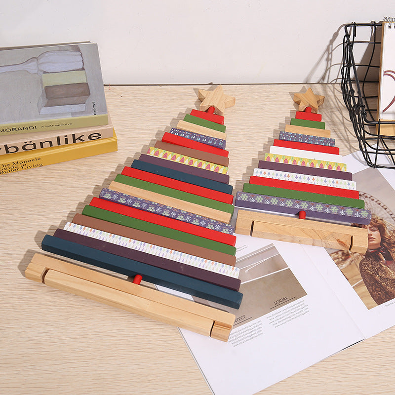 Christmas building blocks decorations desktop display with festive holiday-themed block designs