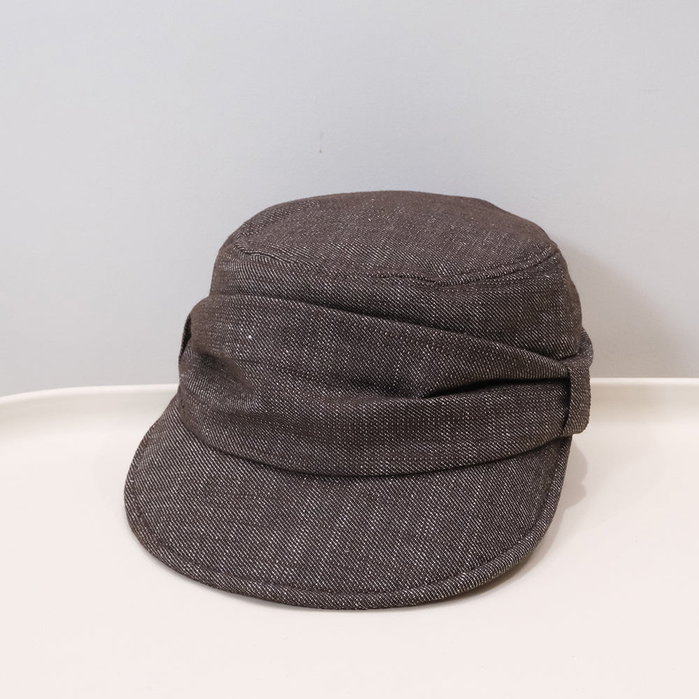 Old money style retro ruffled flat top bowler hat in a casual artistic design
