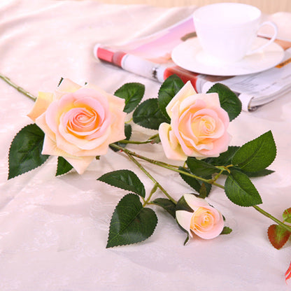 Artificial flower rose by My Store with realistic petals and green leaves