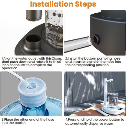 Automatic desktop water dispenser with stand and rechargeable pump for bottled water