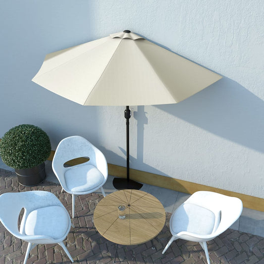 NNEVL outdoor balcony parasol with sand-colored fabric and aluminium pole, 270x135 cm half size sunshade umbrella.