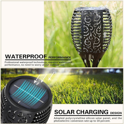 LED solar torch light lamp with waterproof outdoor landscape design for garden and lawn decoration