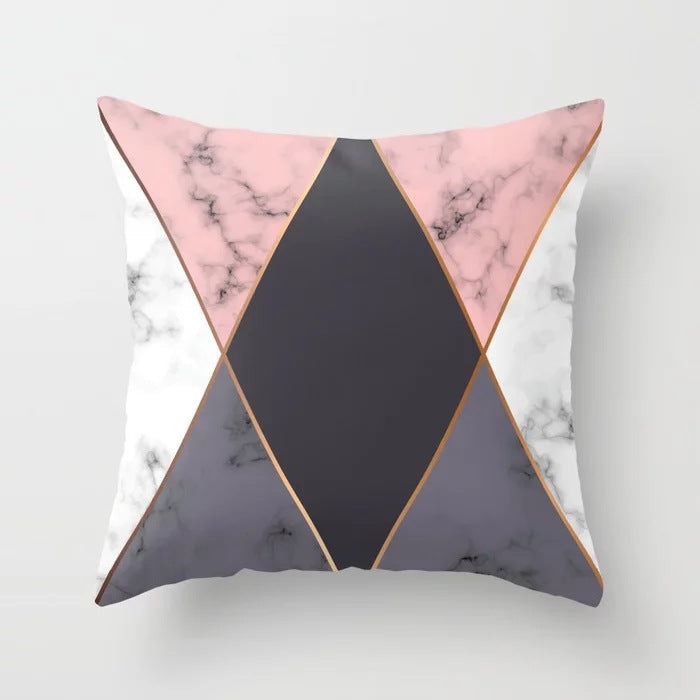 Pink geometric abstract decorative pillow case by My Store, featuring a modern patterned design