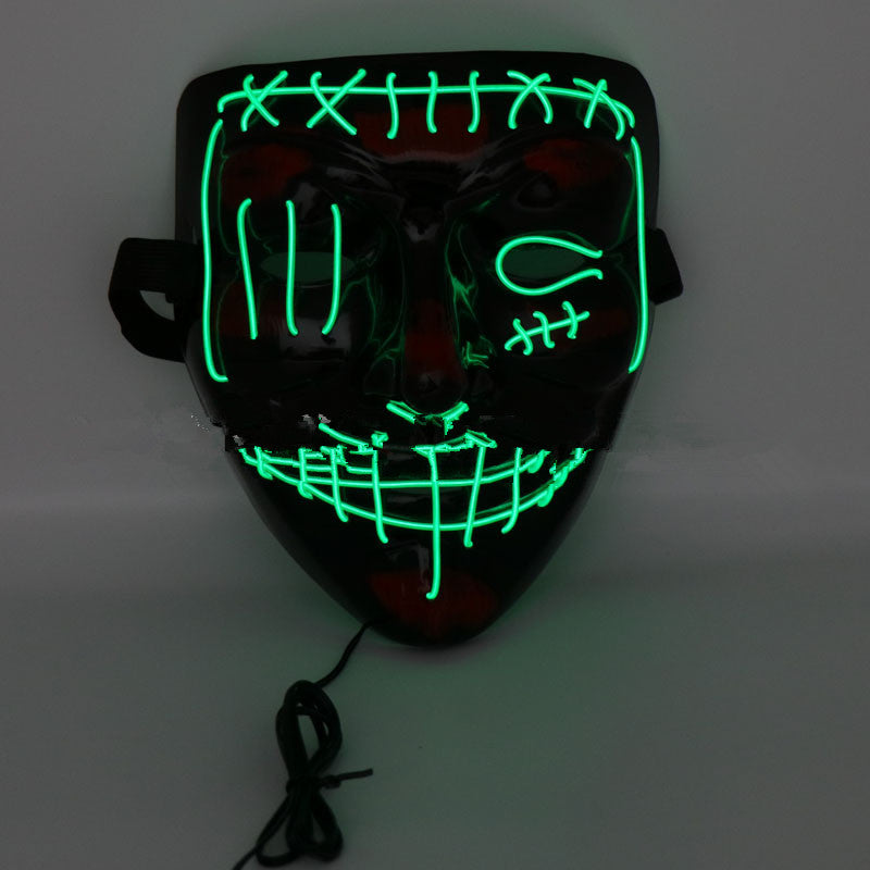Halloween scary face hood mask with eerie facial design, front view