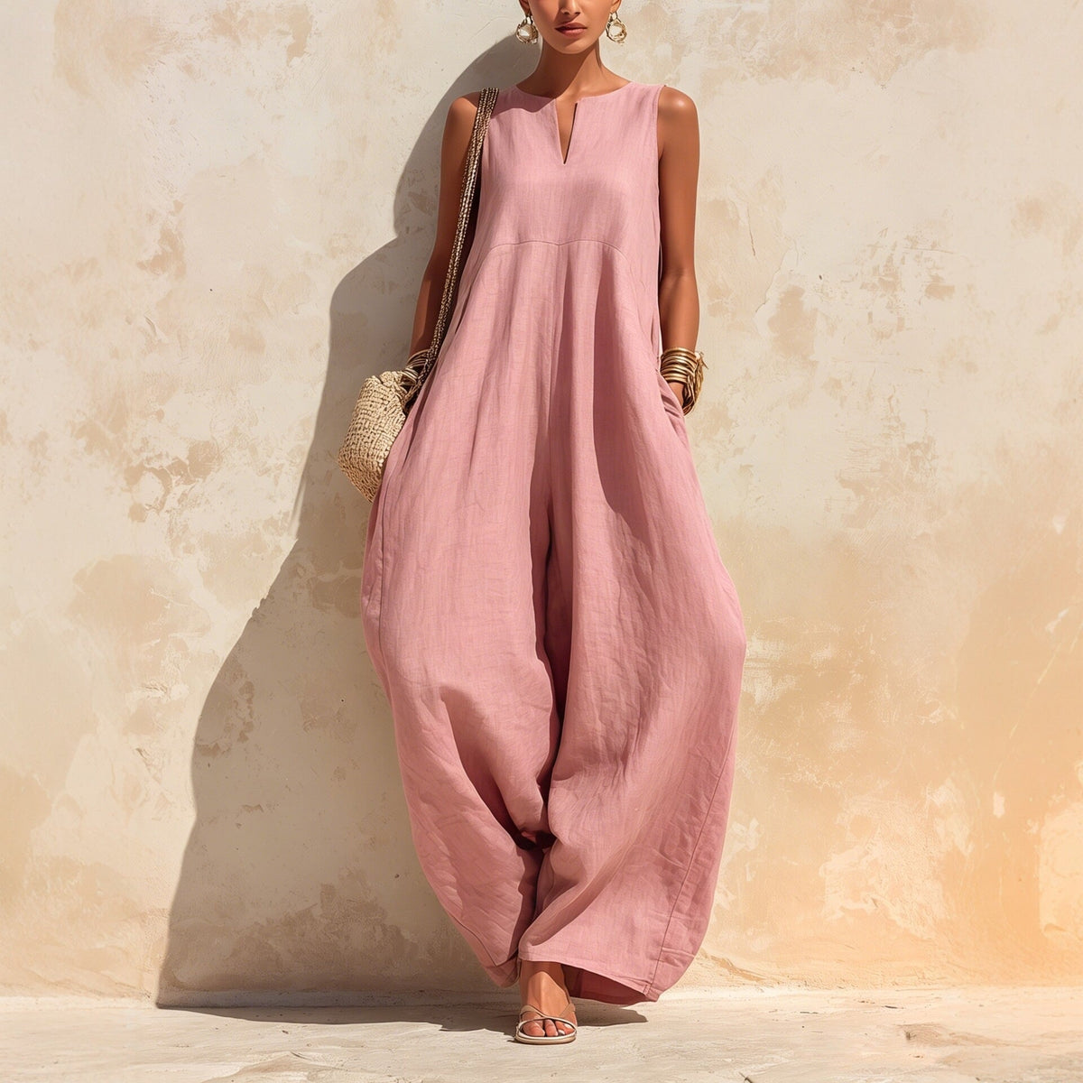Elegant chic wide-leg jumpsuit for women in a stylish, flowing silhouette