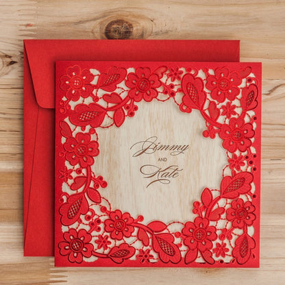Personalized custom invitation card with elegant design, shown front-facing