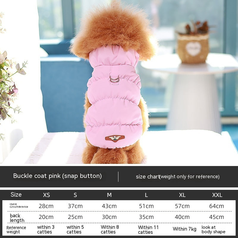 Warm cotton dog clothes vest with buckle for small dogs